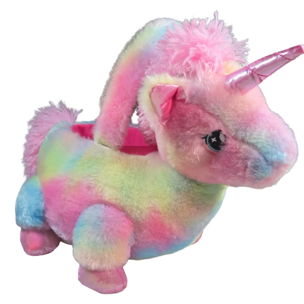Vibrant Rainbow Plush Unicorn Easter Basket
